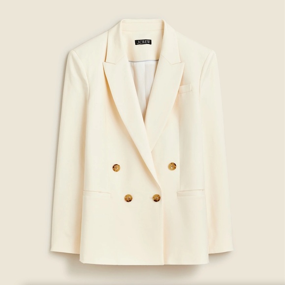 564. J. CREW Relaxed double-breasted blazer in city twill Soft Ivory $454 NWT 4 - Picture 1 of 3